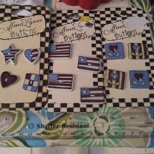 2364 Red, White and Blue Button Lot New Crafting and Sewing 24 Pieces